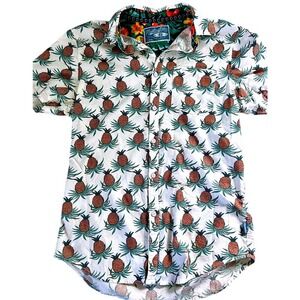 Men's Huntington Beach Short Sleeve Button-up Shirt Palms And‎ Pineapple Sz M